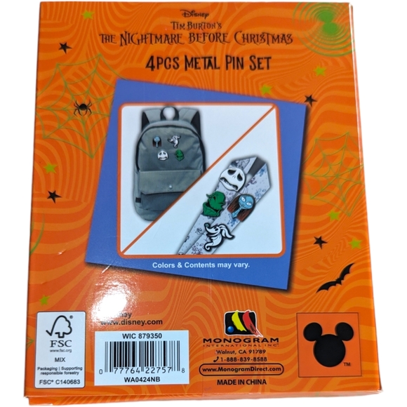 Disney The Nightmare Before Christmas Metal Pin Set NEW Jack Sally Oogie Boogie - Picture 3 of 5